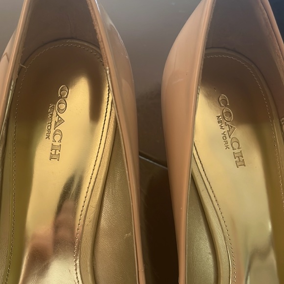coach peep toe nude patent wedge, size 9B - Picture 9 of 10